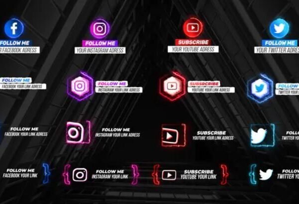 Neon Social Media Lower Thirds V2